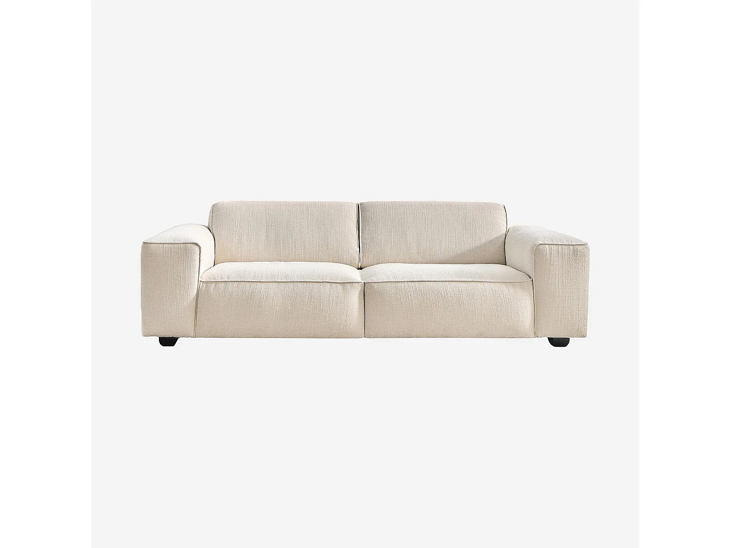 Canapé 3 places en tissu bouclette courte Mira - Ivoire