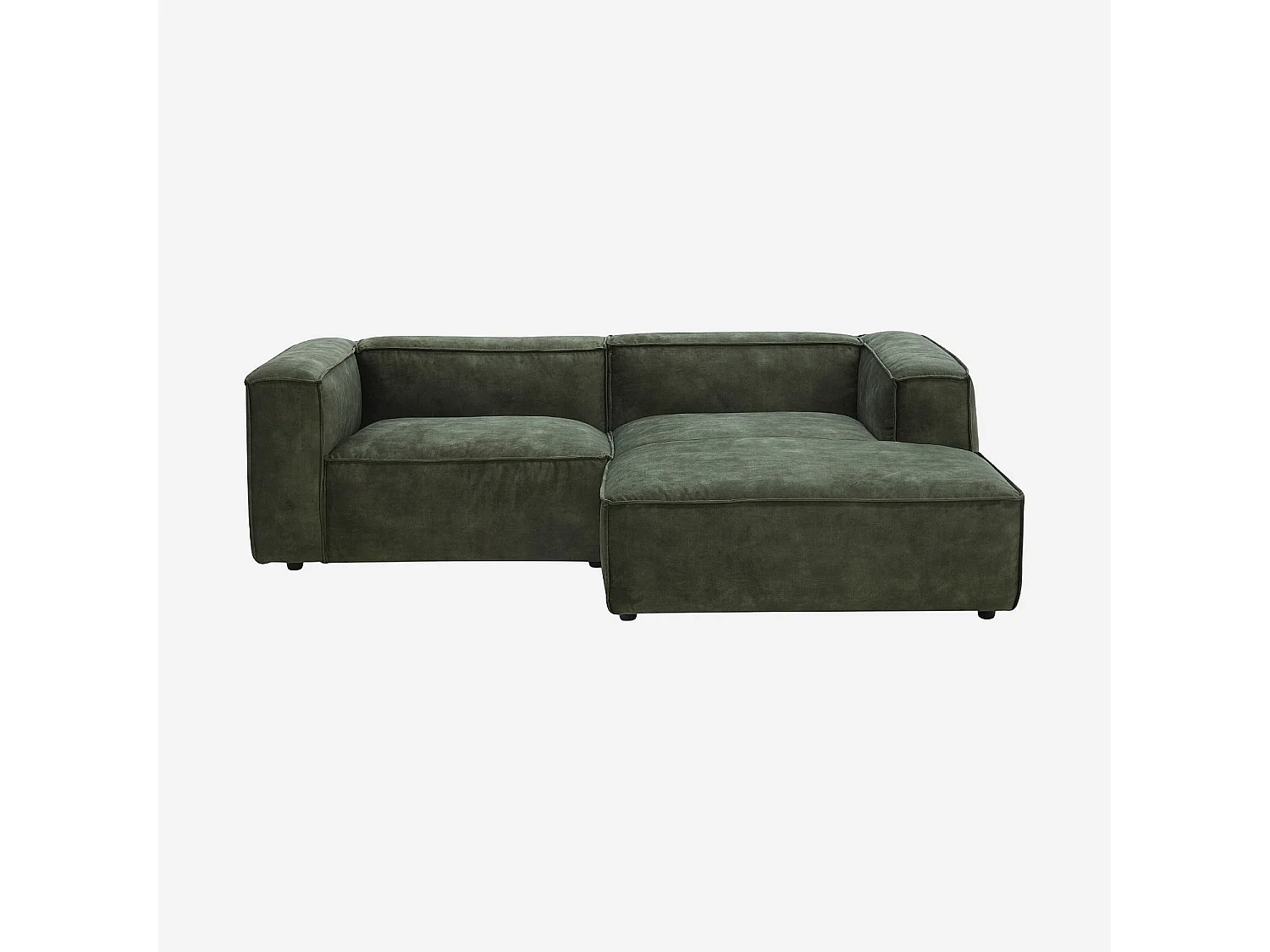 Canapé d'angle droit en velours - Vert kaki