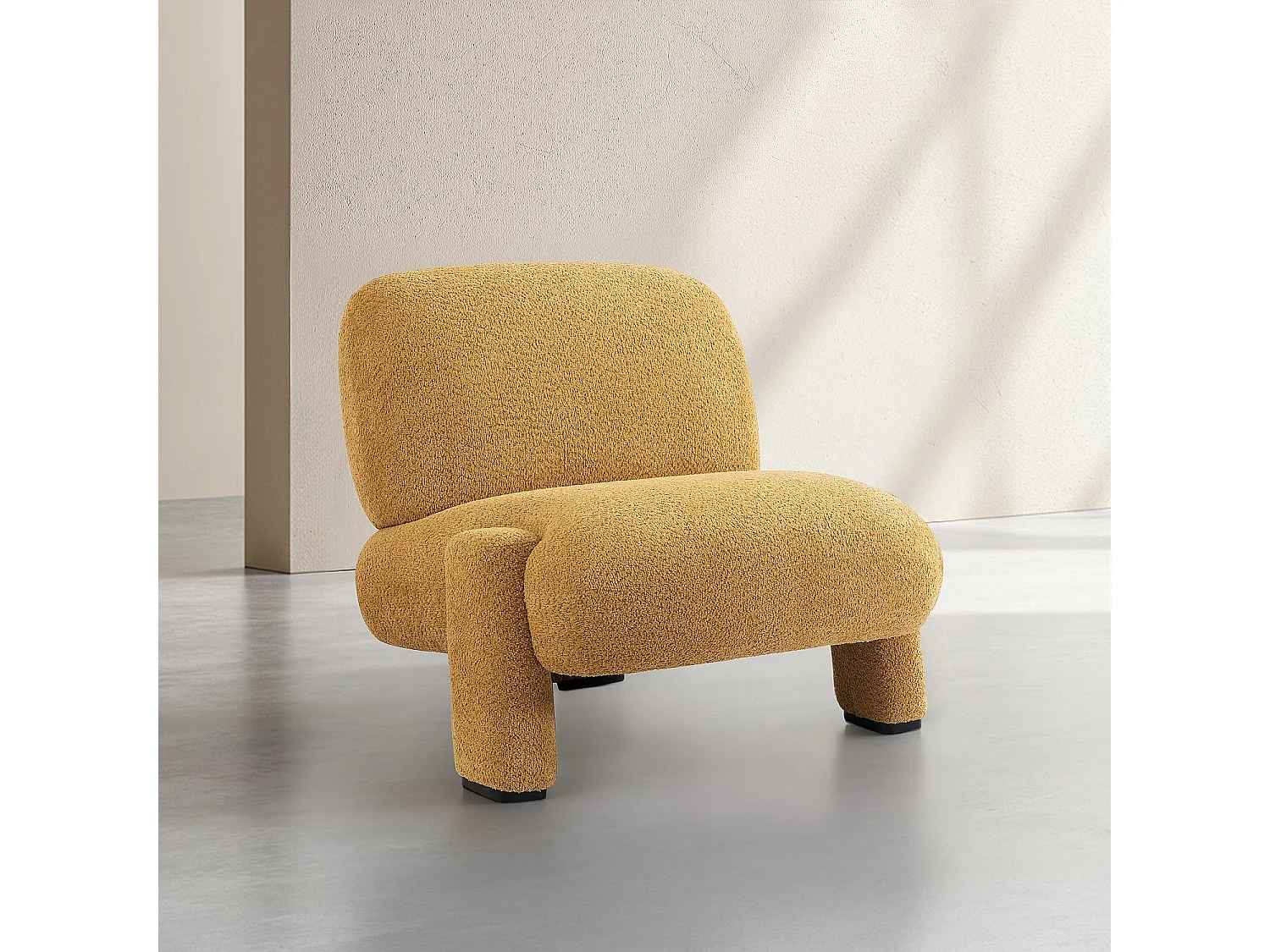 Fauteuil en tissu bouclette - Miel
