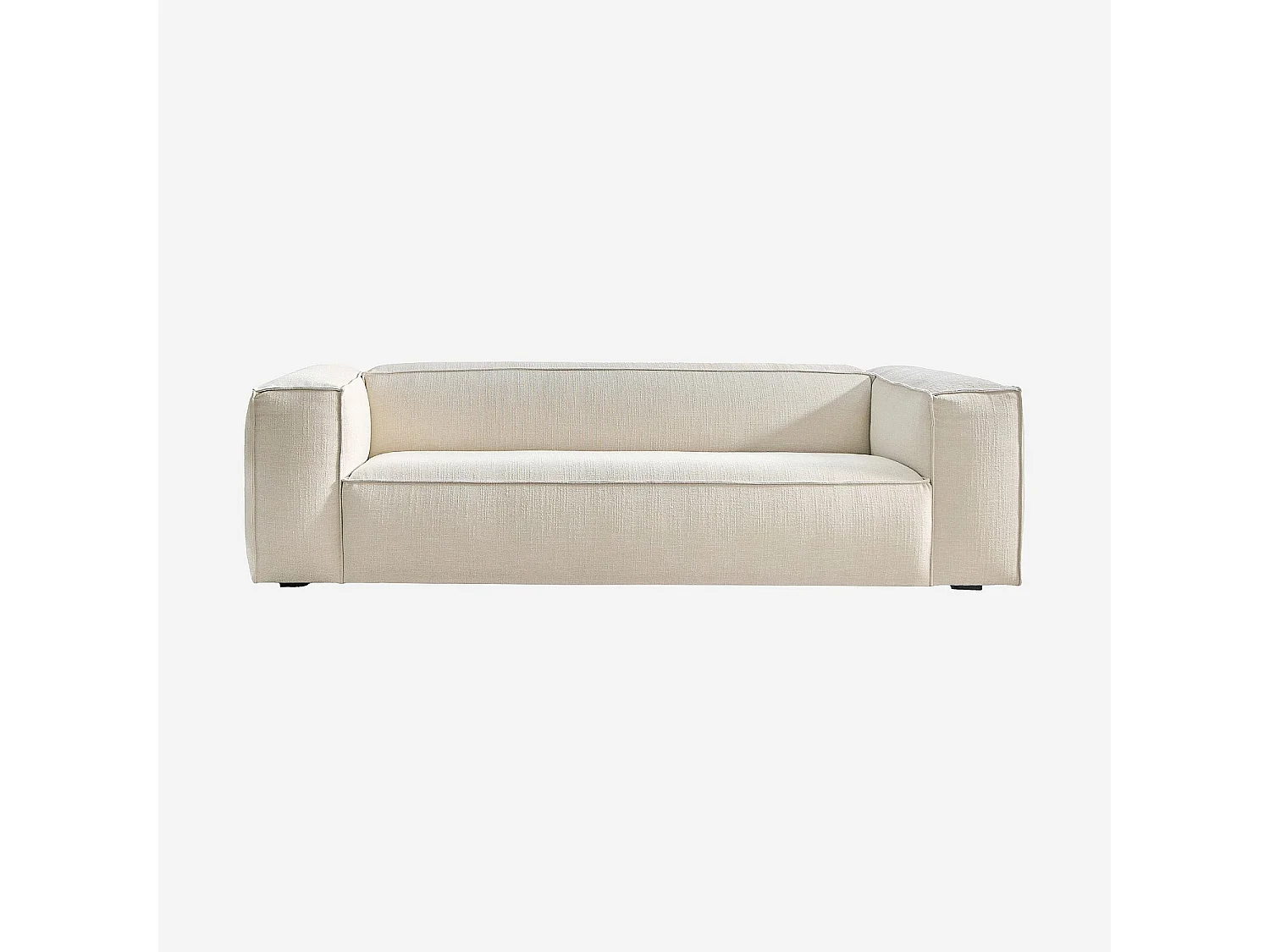 Canapé 4 places en tissu bouclette courte Mira - Ivoire