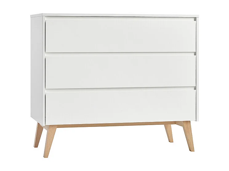 Lit évolutif 70x140 et commode 3 tiroirs Swing - Blanc et bois