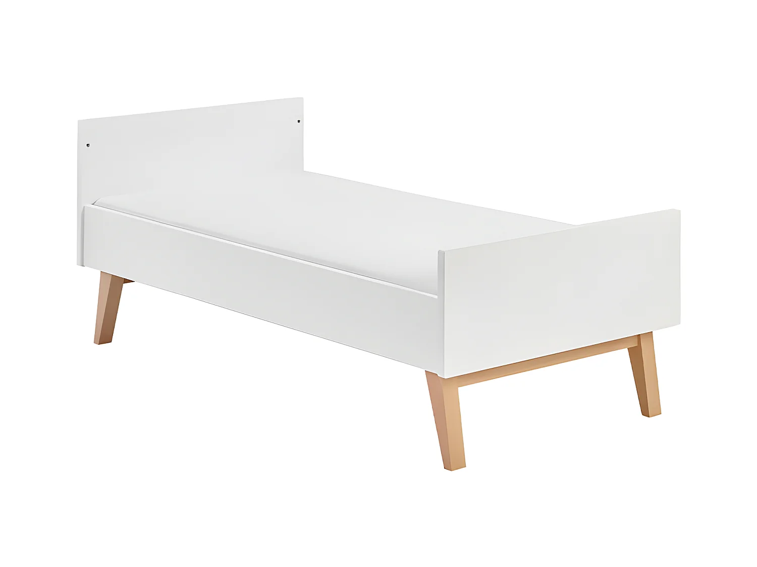 Lit évolutif 70x140 et commode 3 tiroirs Swing - Blanc et bois