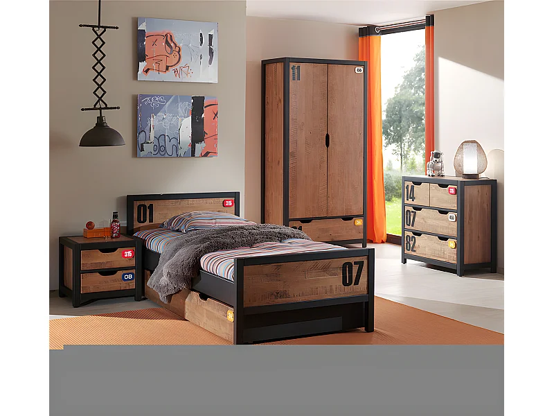 Chambre Complète Enfant 6P "Alex" Marron & Noir