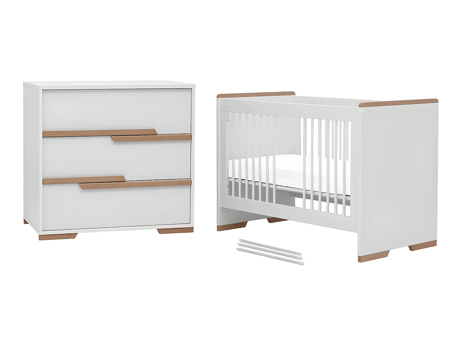 Lit bébé et commode à langer Snap Blanc et bois