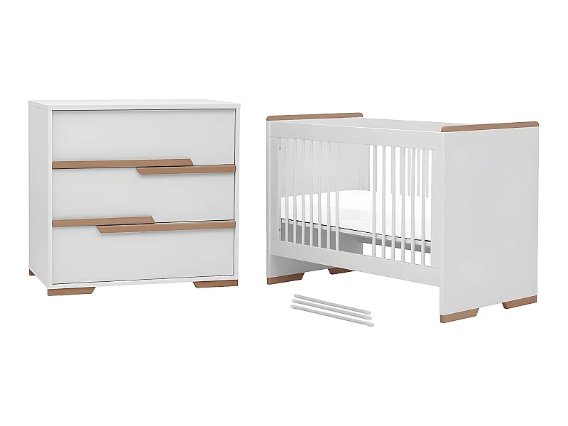 Lit bébé et commode à langer Snap Blanc et bois