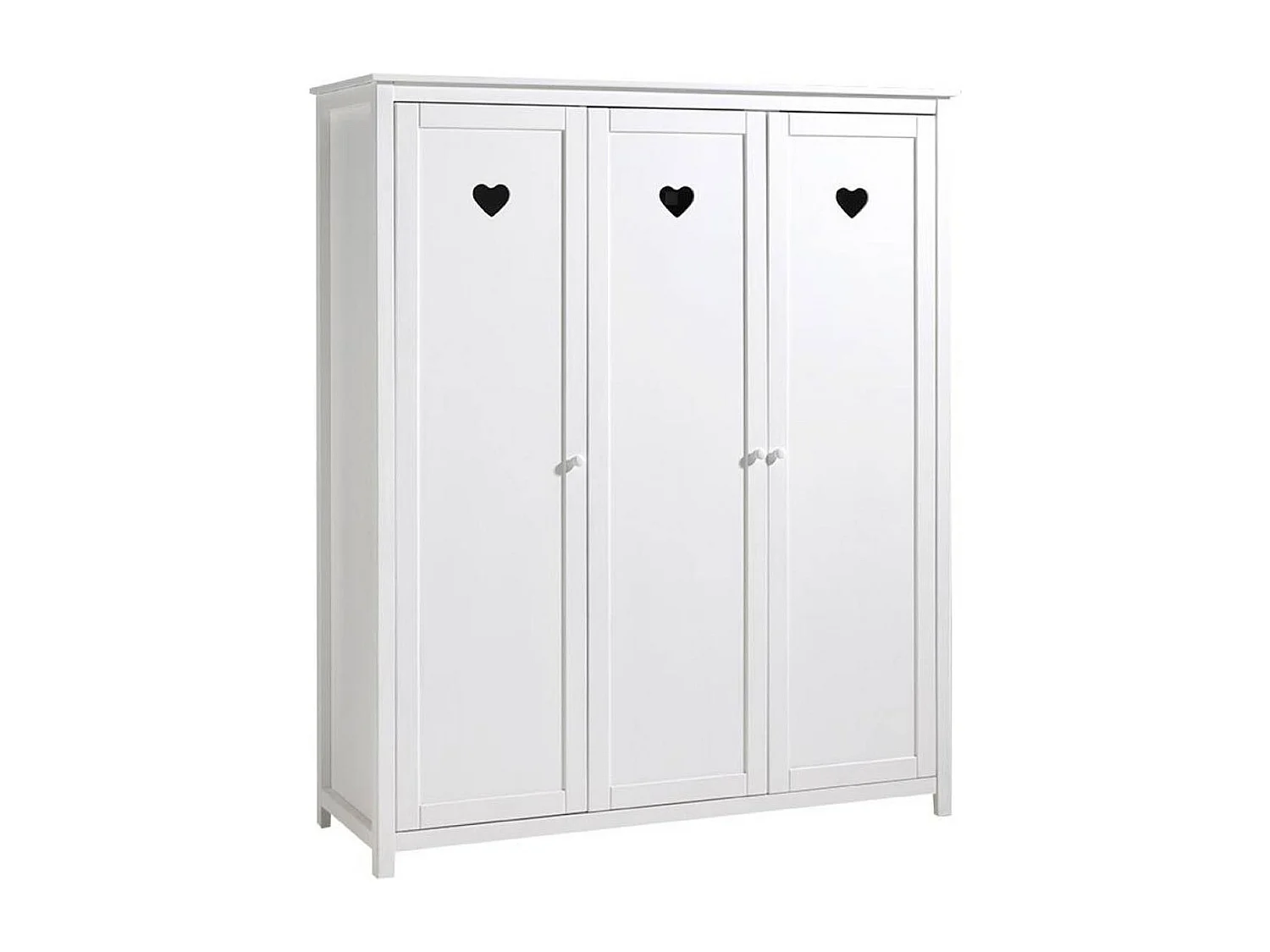 Pack - Lit Enfant, Sommier, Chevet & Armoire "Amori" 90x200cm Blanc