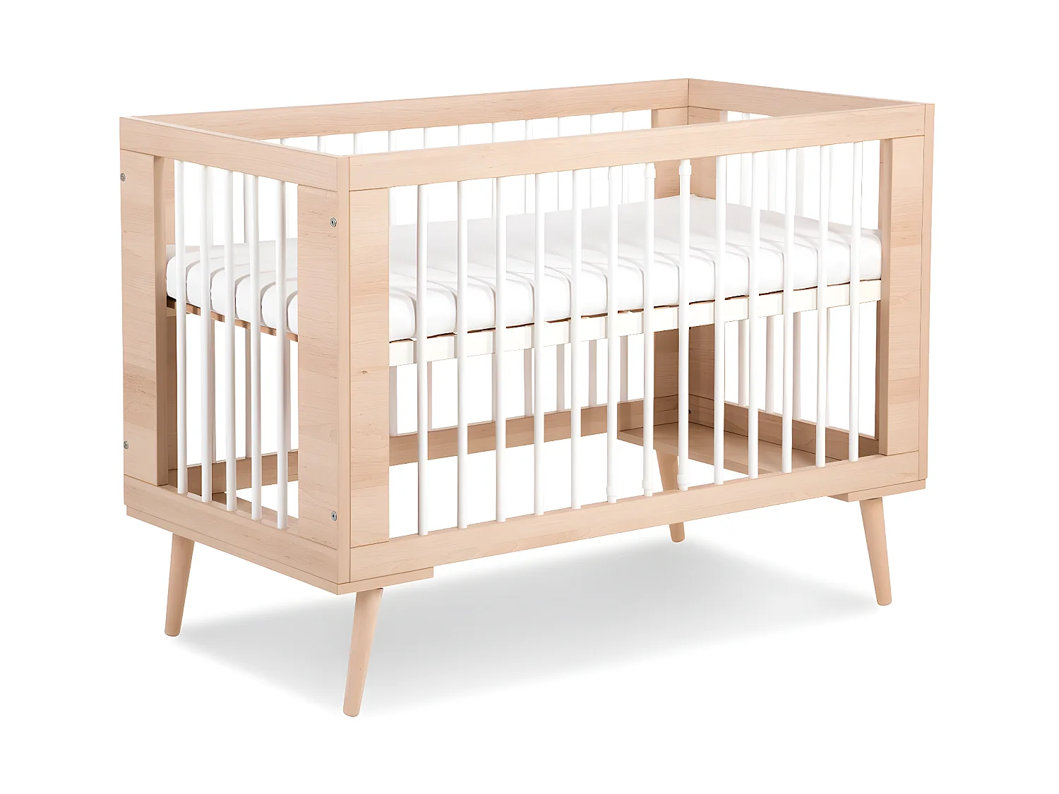 Lit bébé 60x120 et armoire 3 portes LittleSky by Klups Sofie Hêtre et Blanc