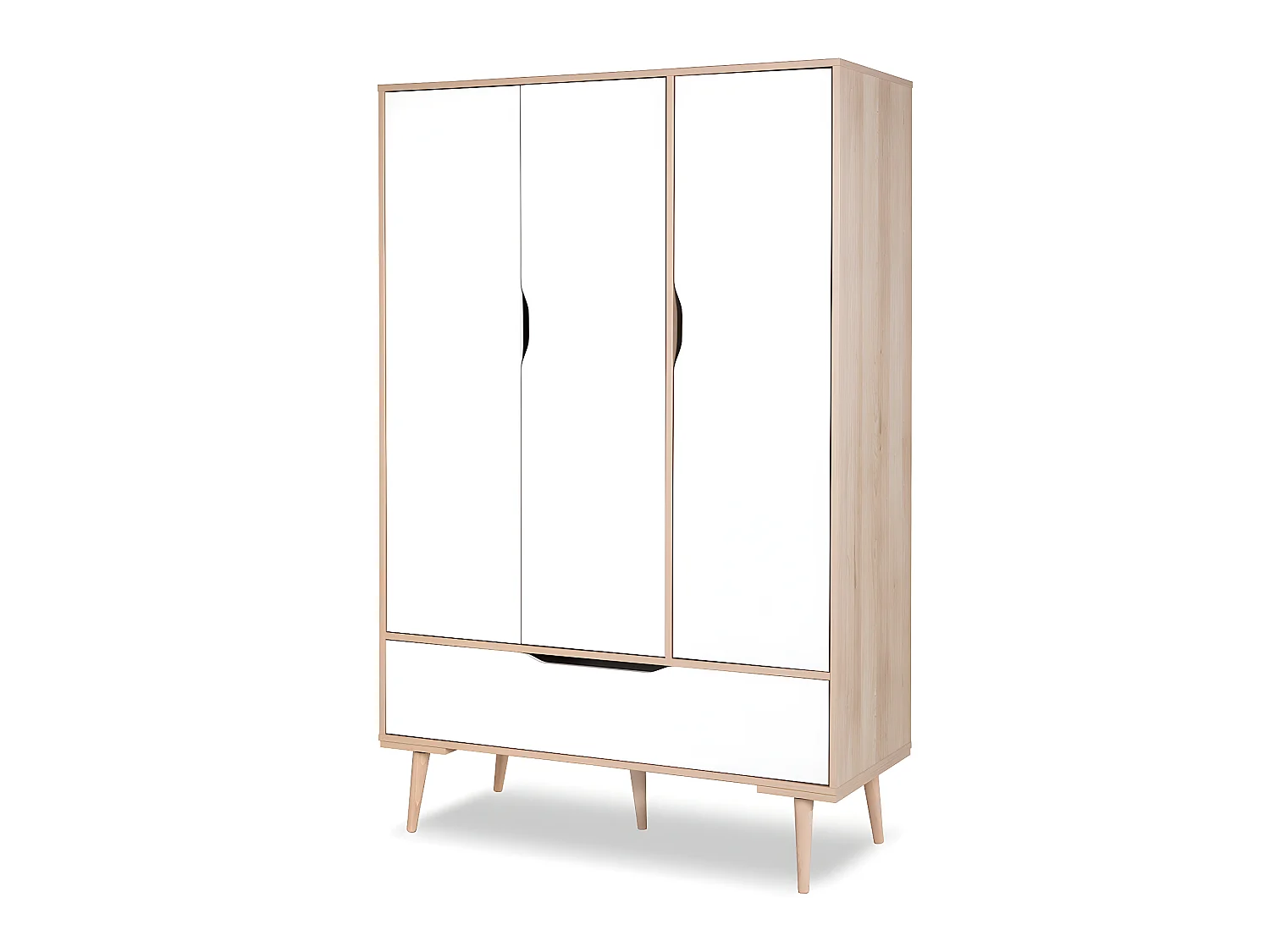 Lit bébé 60x120 et armoire 3 portes LittleSky by Klups Sofie Hêtre et Blanc