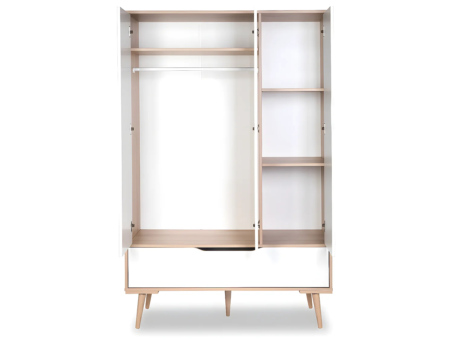 Lit bébé 60x120 et armoire 3 portes LittleSky by Klups Sofie Hêtre et Blanc