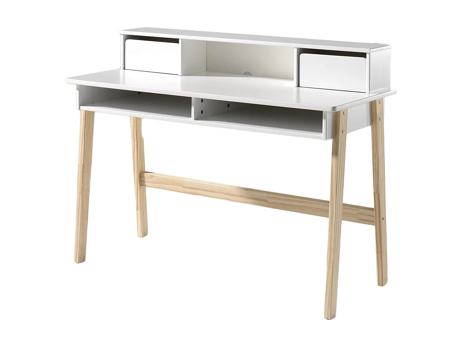 Pack - Lit Enfant, Chevet, Bureau & Armoire "Kiddy" Blanc