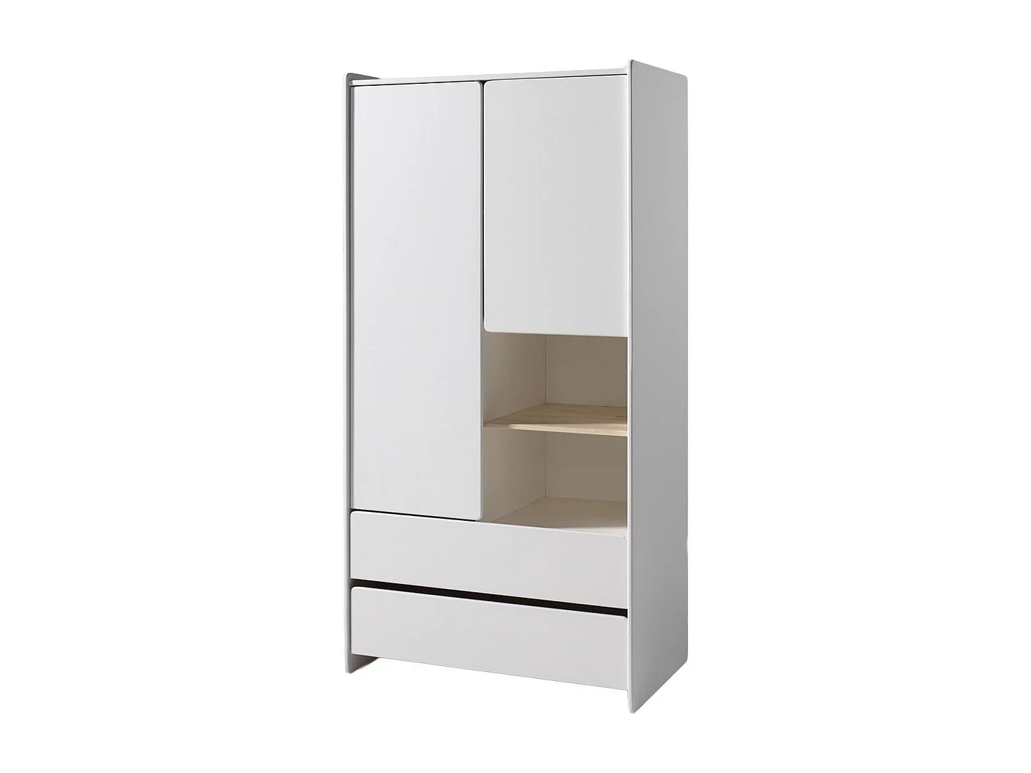 Pack - Lit Enfant, Chevet, Bureau & Armoire "Kiddy" Blanc