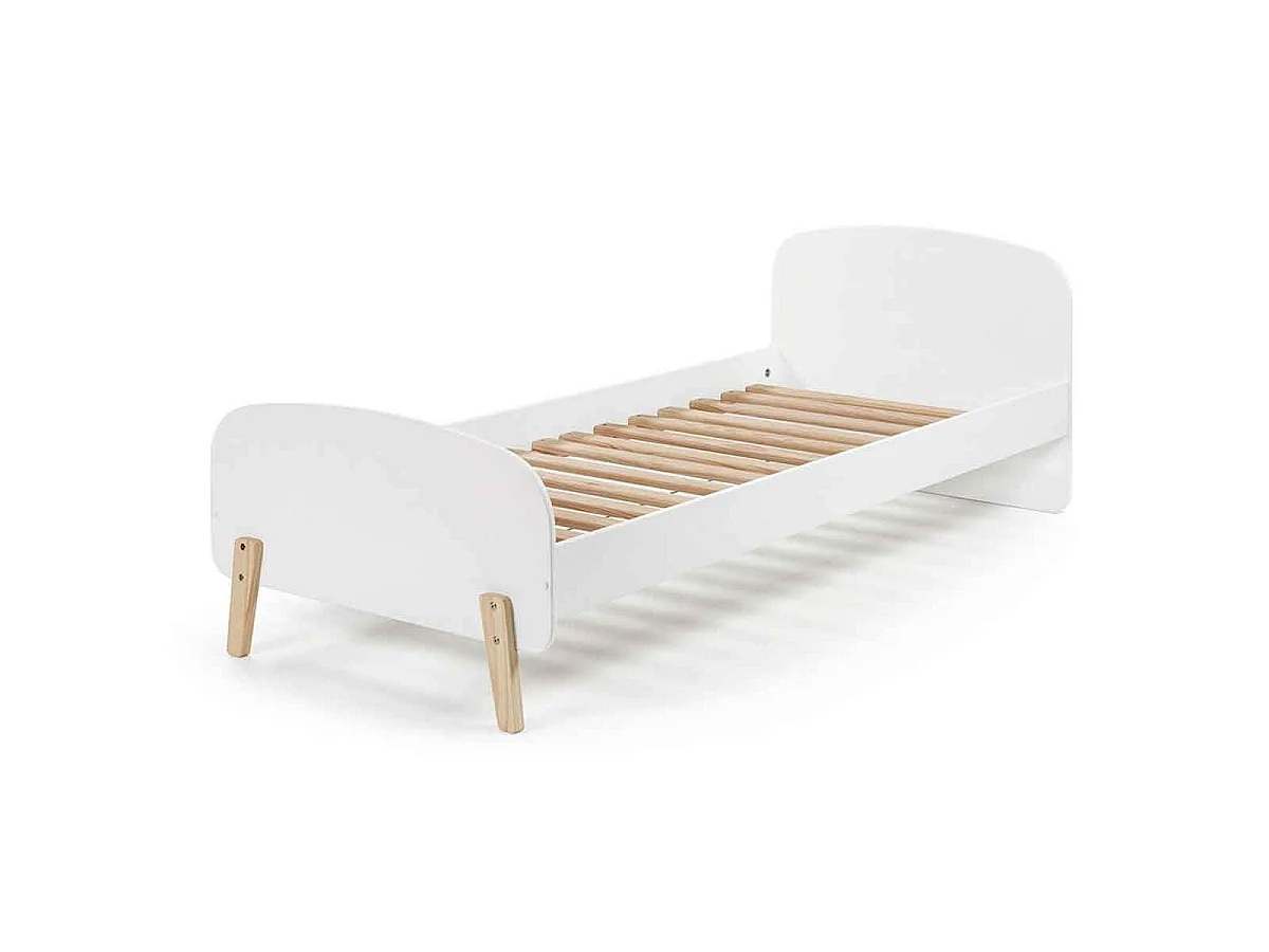 Pack - Lit Enfant, Chevet, Bureau & Armoire "Kiddy" Blanc
