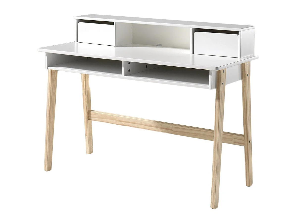Pack - Lit Enfant, Chevet, Bureau & Armoire "Kiddy" Blanc