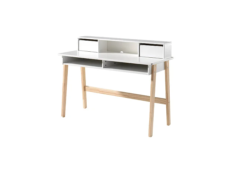 Pack - Lit Enfant, Chevet, Bureau & Armoire "Kiddy" Blanc