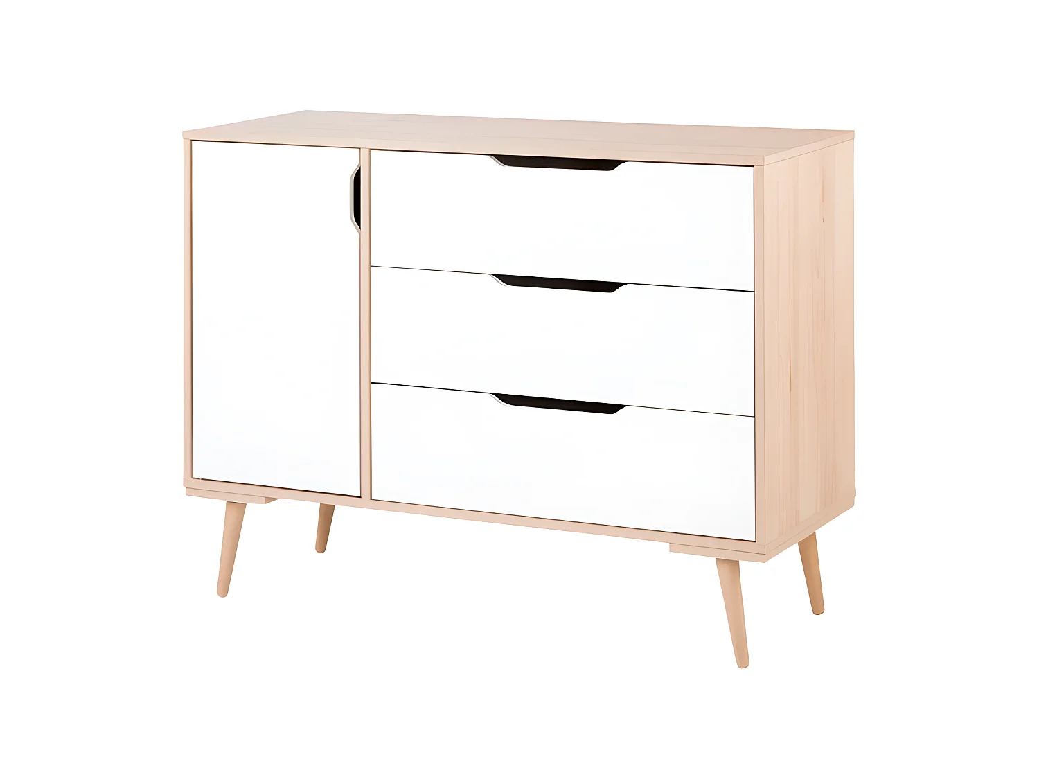 Chambre complète lit bébé - commode à langer - armoire LittleSky by Klups Sofie Hêtre et blanc