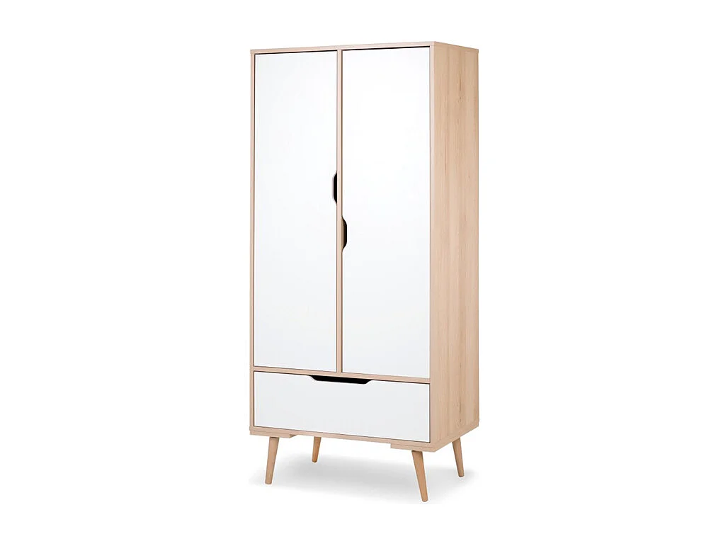 Chambre complète lit bébé - commode à langer - armoire LittleSky by Klups Sofie Hêtre et blanc