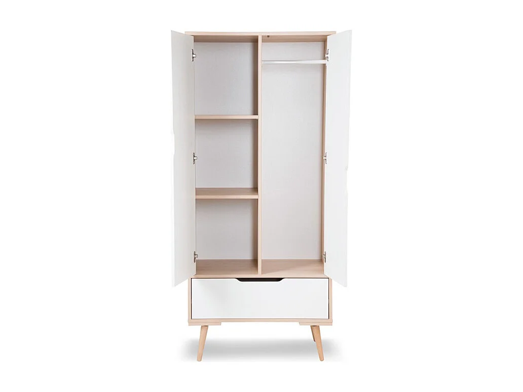 Chambre complète lit bébé - commode à langer - armoire LittleSky by Klups Sofie Hêtre et blanc