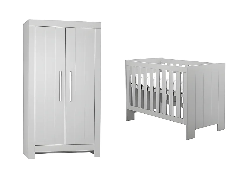 Lit bébé et Armoire Calmo Gris