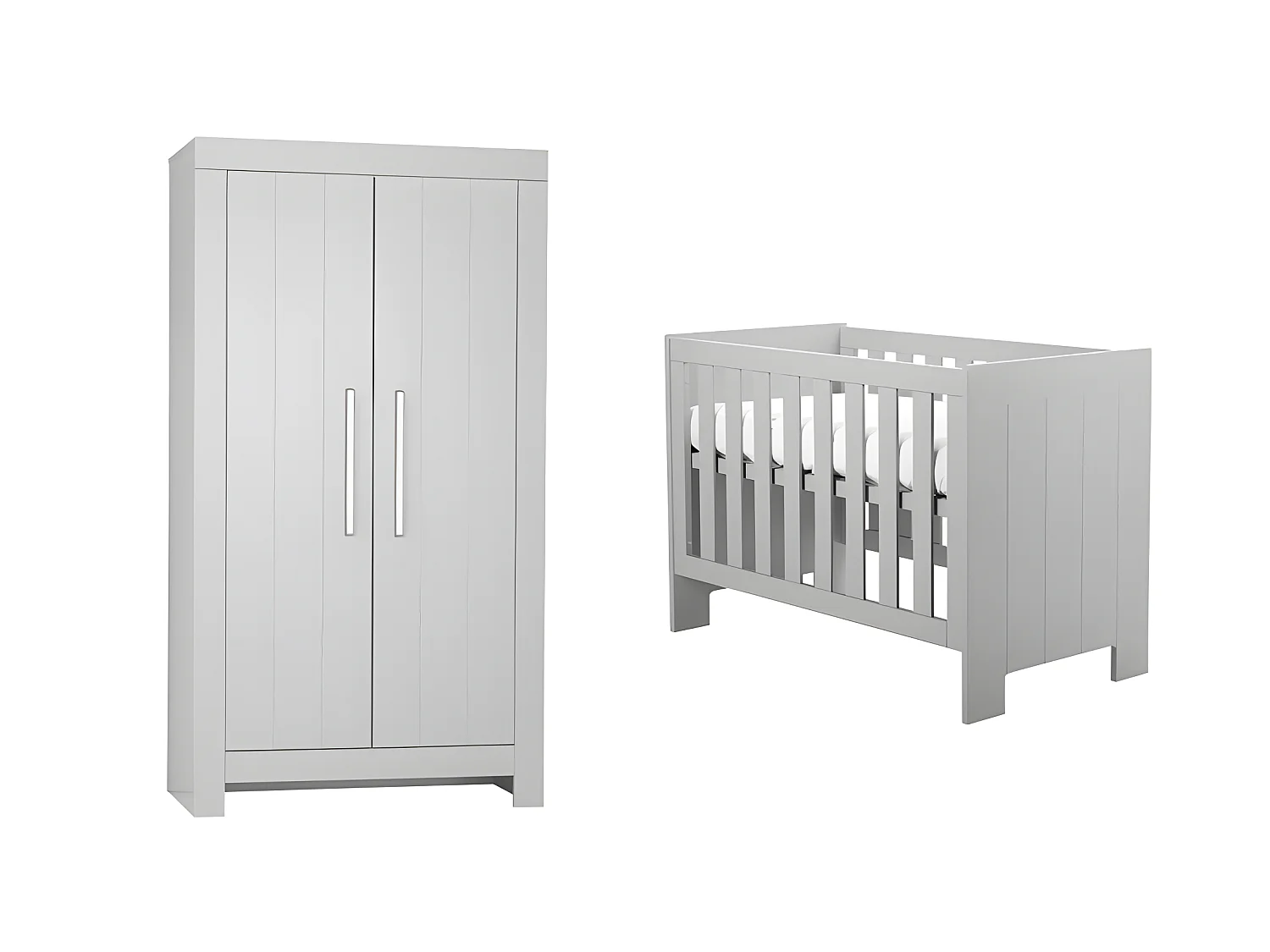 Lit bébé et Armoire Calmo Gris