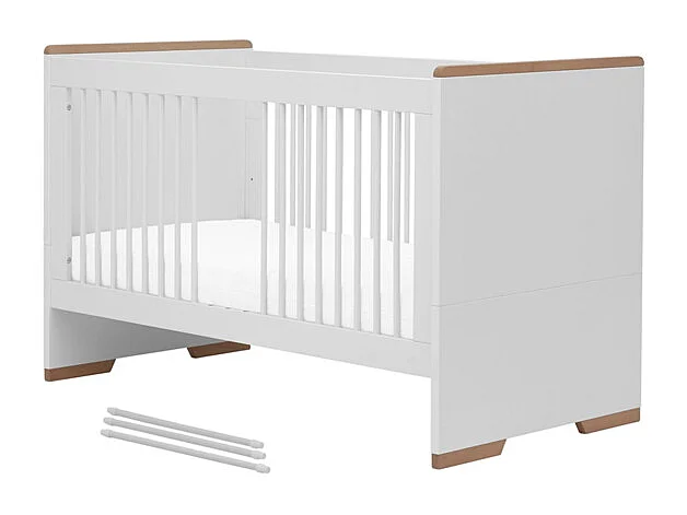 Lit bébé évolutif et commode à langer Snap Blanc et bois