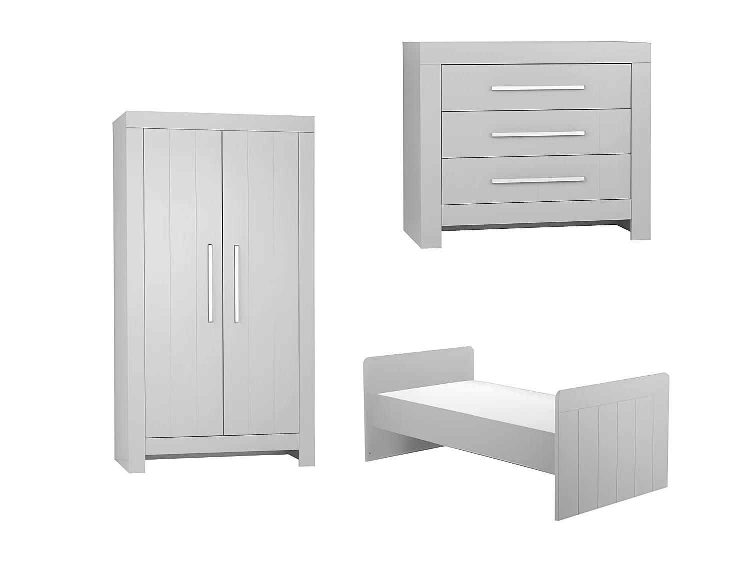 Chambre complète lit bébé évolutif - commode à langer - armoire Calmo Gris