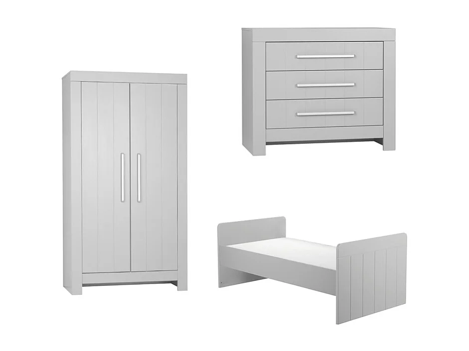 Chambre complète lit bébé évolutif - commode à langer - armoire Calmo Gris
