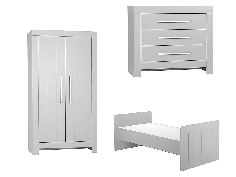 Chambre complète lit bébé évolutif - commode à langer - armoire Calmo Gris