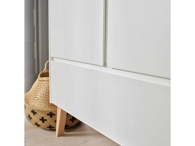 Lit évolutif 60x120 et armoire 2 portes Swing - Blanc et bois
