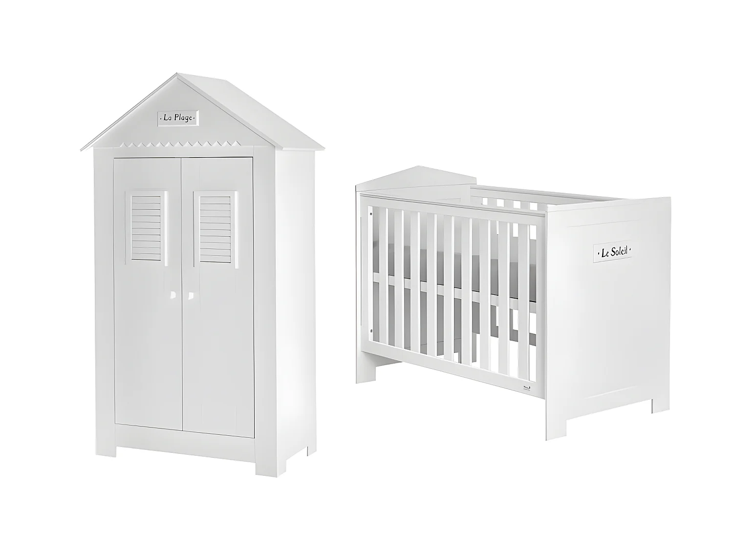 Lit bébé et Armoire Marsylia MDF Blanc