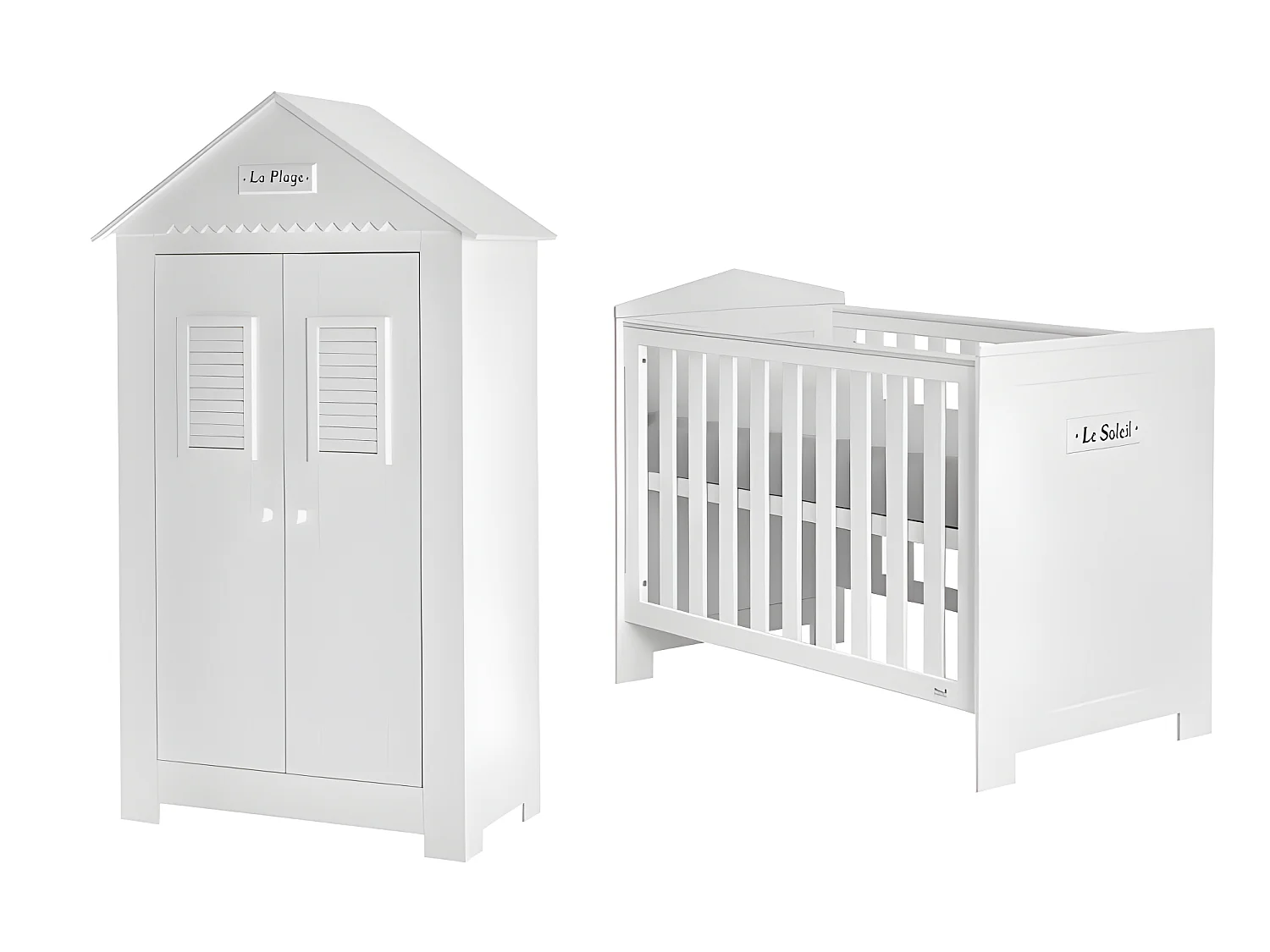 Lit bébé et Armoire Marsylia MDF Blanc