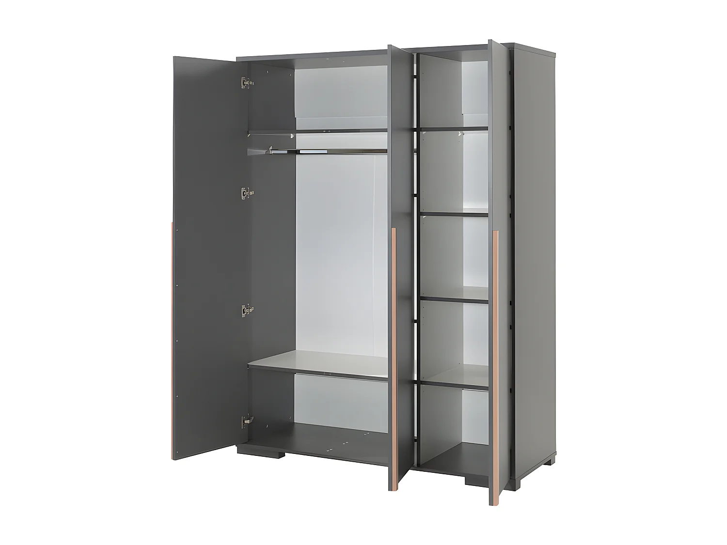 Pack - Lit Enfant, Chevet, Armoire & Bureau "London" Gris Anthracite