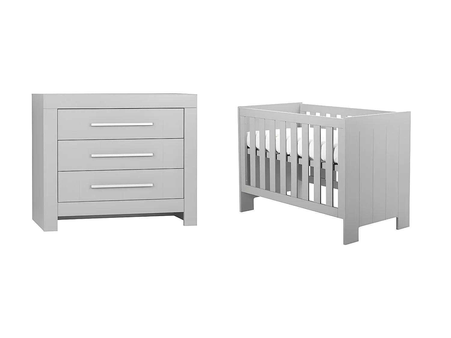 Lit bébé et Commode à langer Calmo Gris