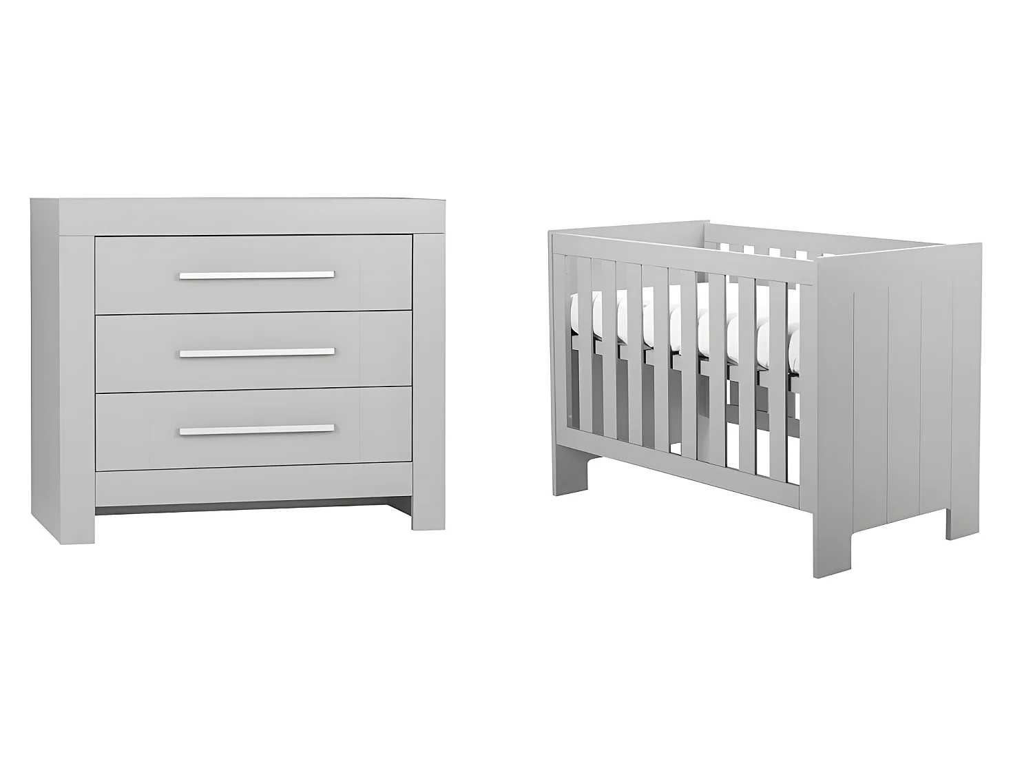 Lit bébé et Commode à langer Calmo Gris