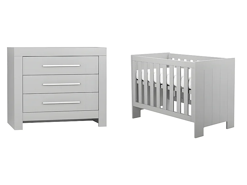 Lit bébé et Commode à langer Calmo Gris