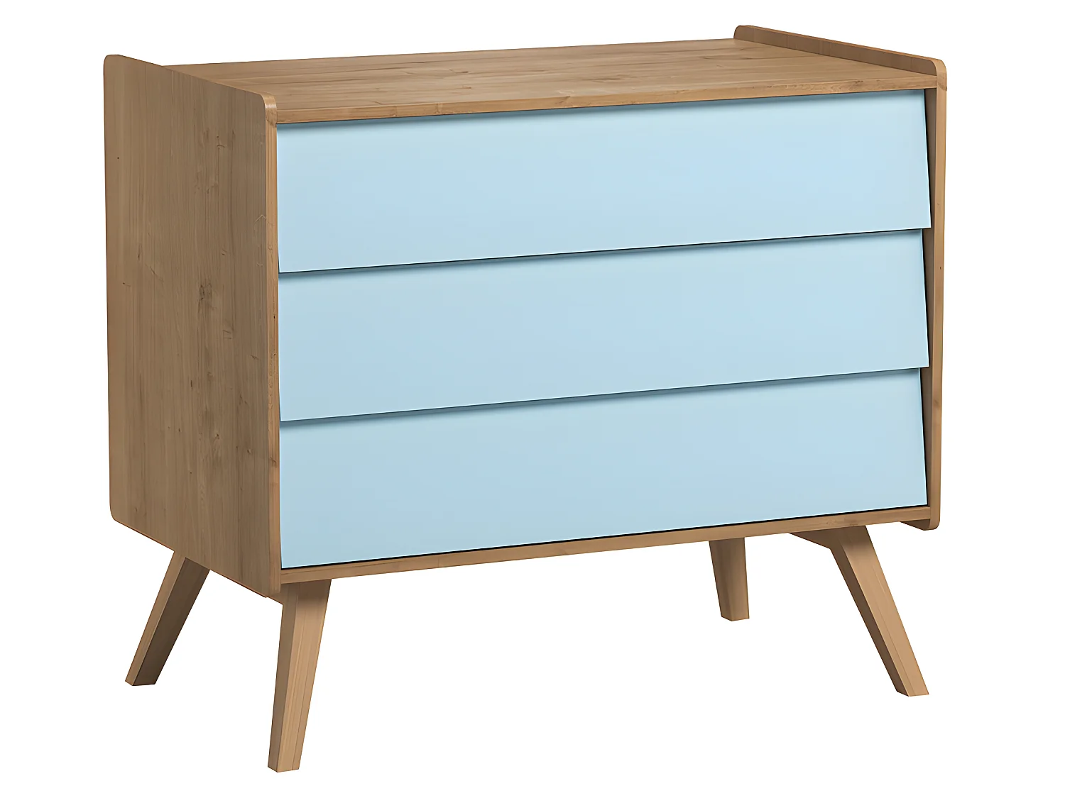 Lit bébé et Commode à langer Vintage Bois Bleu