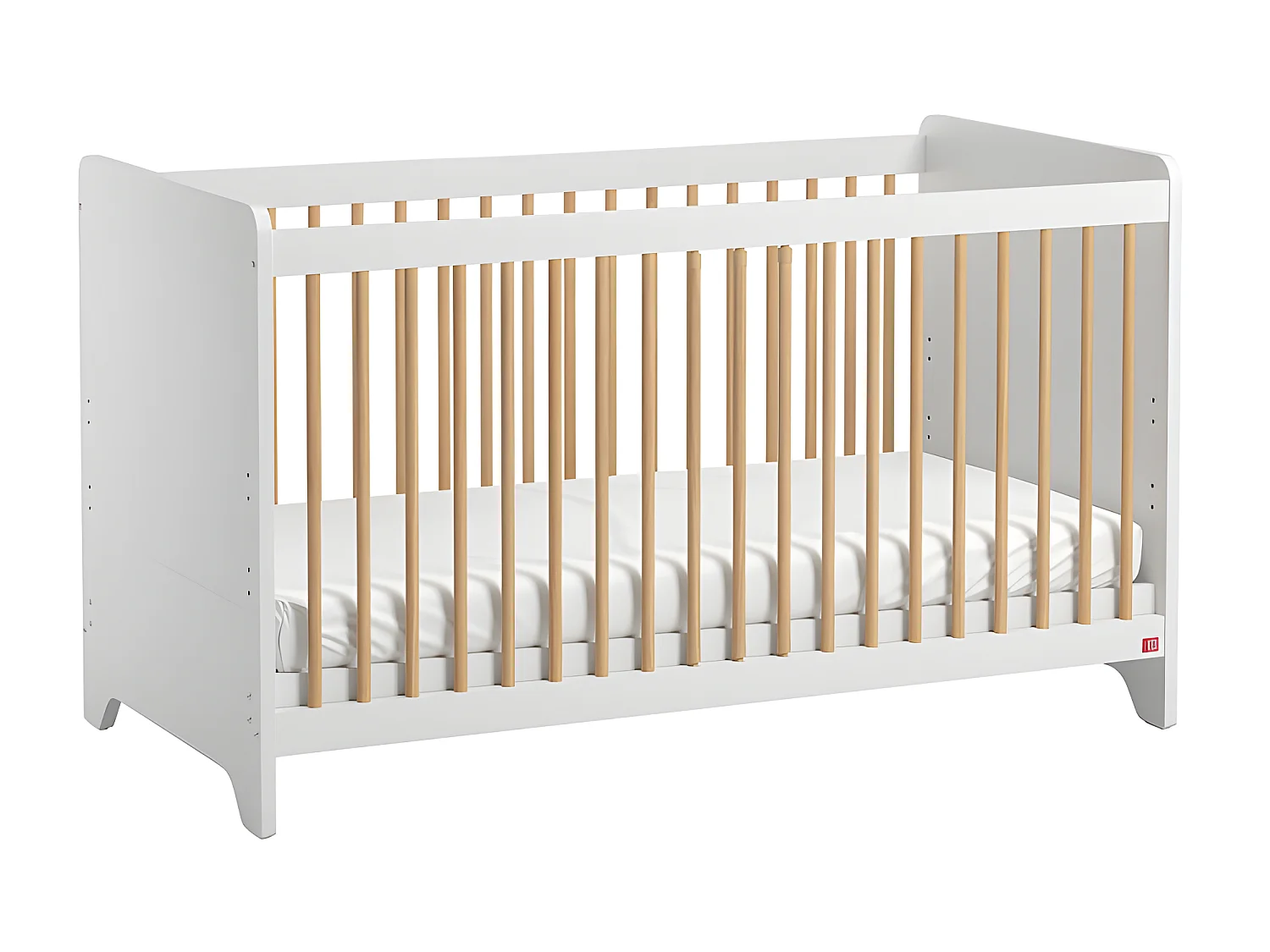 Chambre complète lit bébé - commode à langer - armoire 1 porte Leaf Blanc et bois