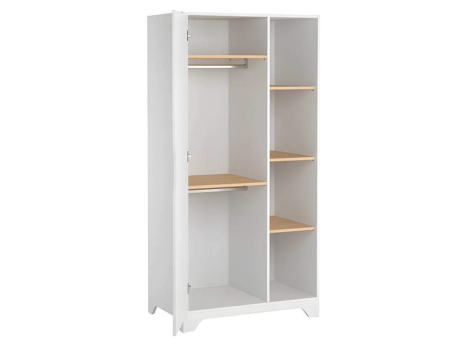 Chambre complète lit bébé - commode à langer - armoire 1 porte Leaf Blanc et bois