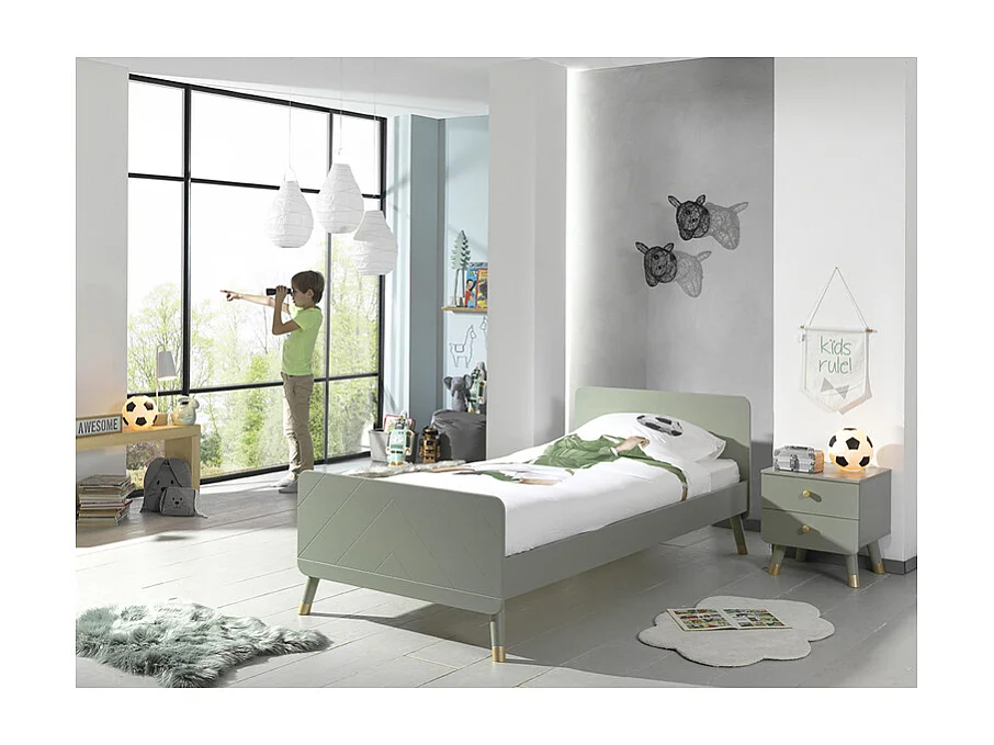 Pack - Lit Enfant & Chevet "Billy" 90x200cm Vert