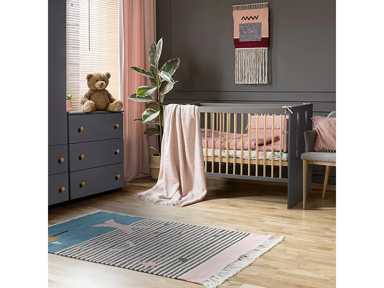 Lit bébé et commode 3 tiroirs Littlesky by Klups Pauline Gris