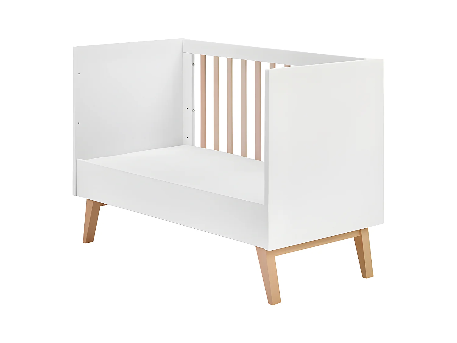 Chambre complète lit évolutif 60x120 commode à langer et armoire 3 portes Swing - Blanc et bois