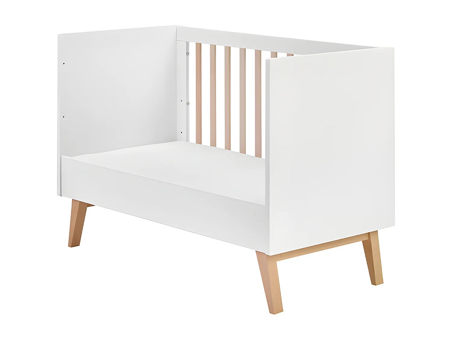 Chambre complète lit évolutif 60x120 commode à langer et armoire 3 portes Swing - Blanc et bois