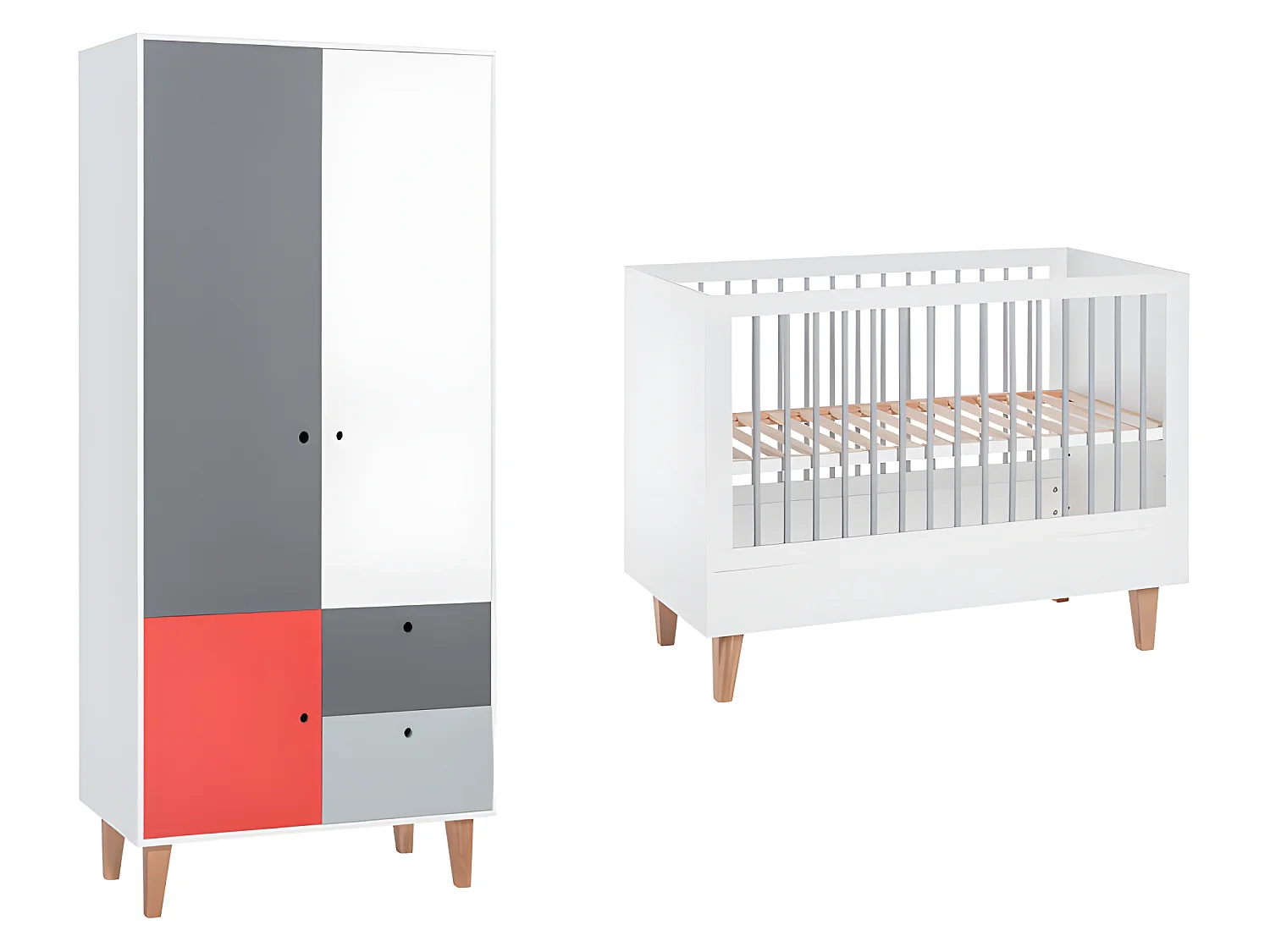 Lit bébé et Armoire Concept Rouge