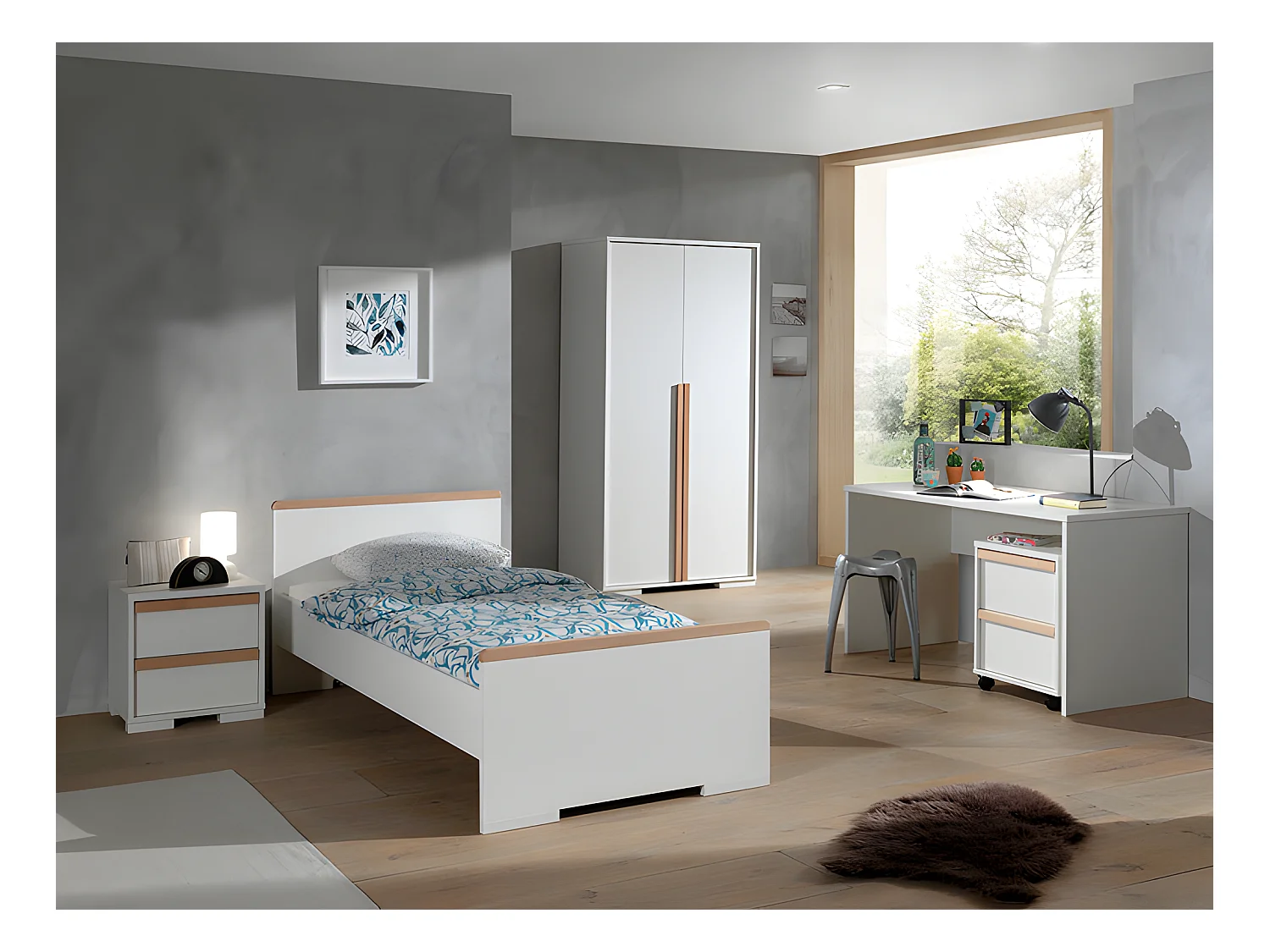 Chambre Complète Enfant 5P "London II" Blanc