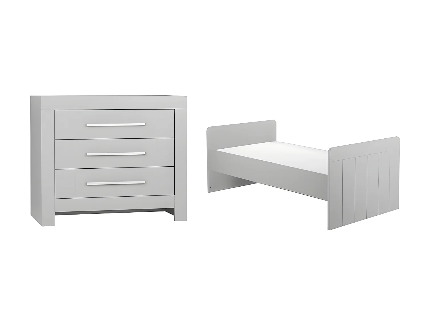 Lit bébé évolutif et Commode à langer Calmo Gris