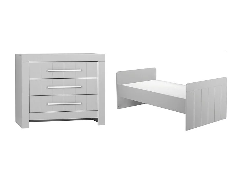 Lit bébé évolutif et Commode à langer Calmo Gris