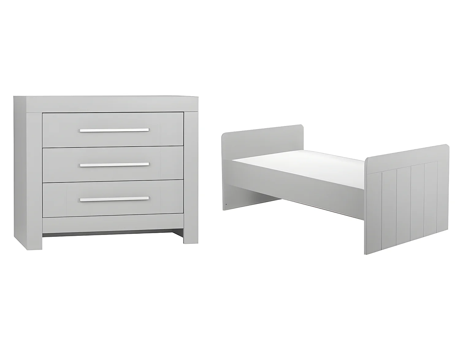 Lit bébé évolutif et Commode à langer Calmo Gris