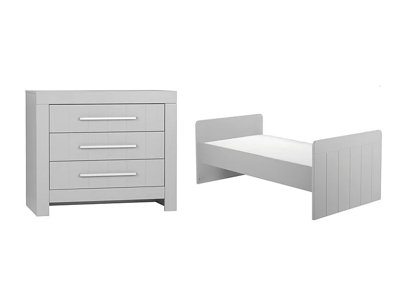 Lit bébé évolutif et Commode à langer Calmo Gris
