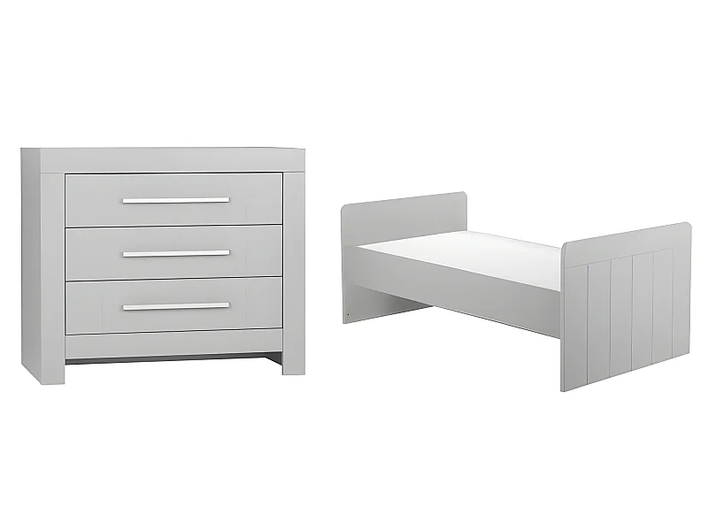 Lit bébé évolutif et Commode à langer Calmo Gris