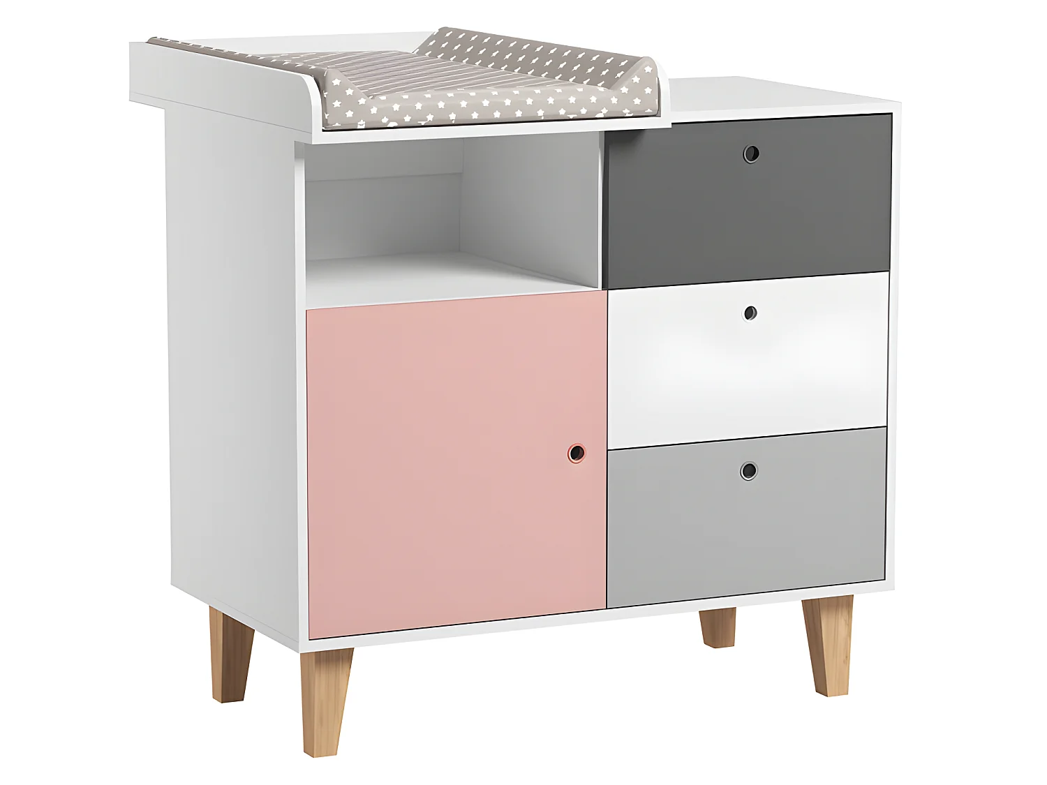 Chambre complète lit bébé - commode à langer - armoire Concept Rose