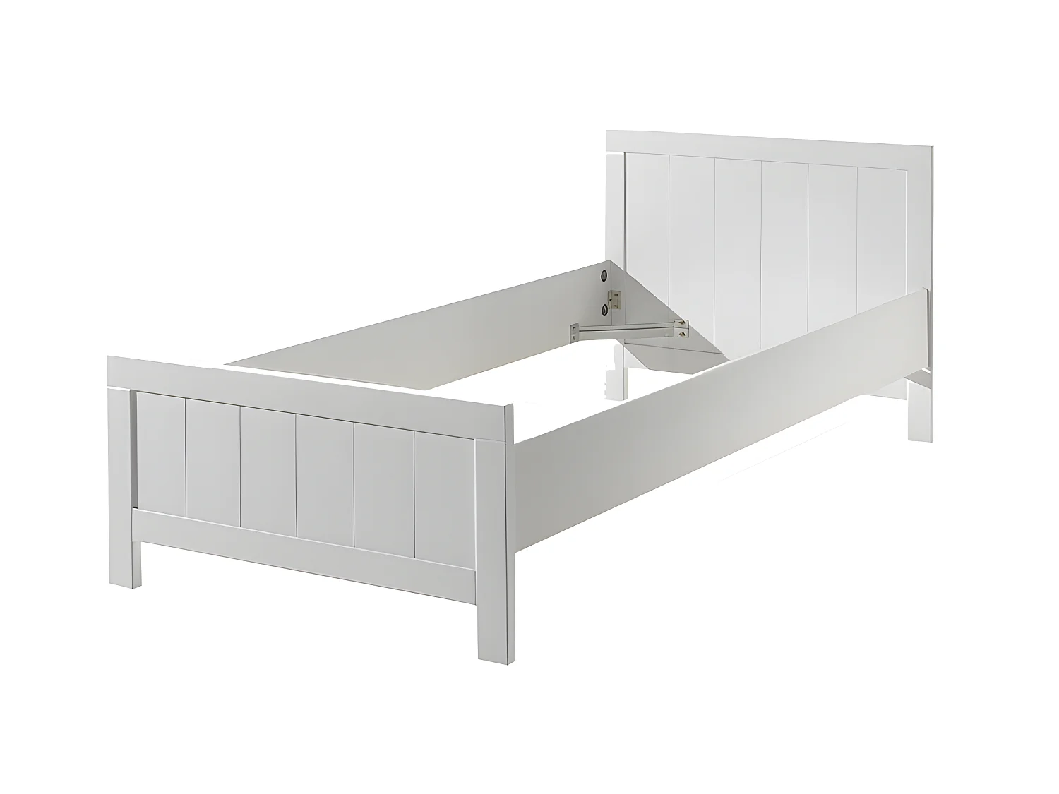 Pack - Lit Enfant, Sommier & Chevet "Erik" 90x200cm Blanc